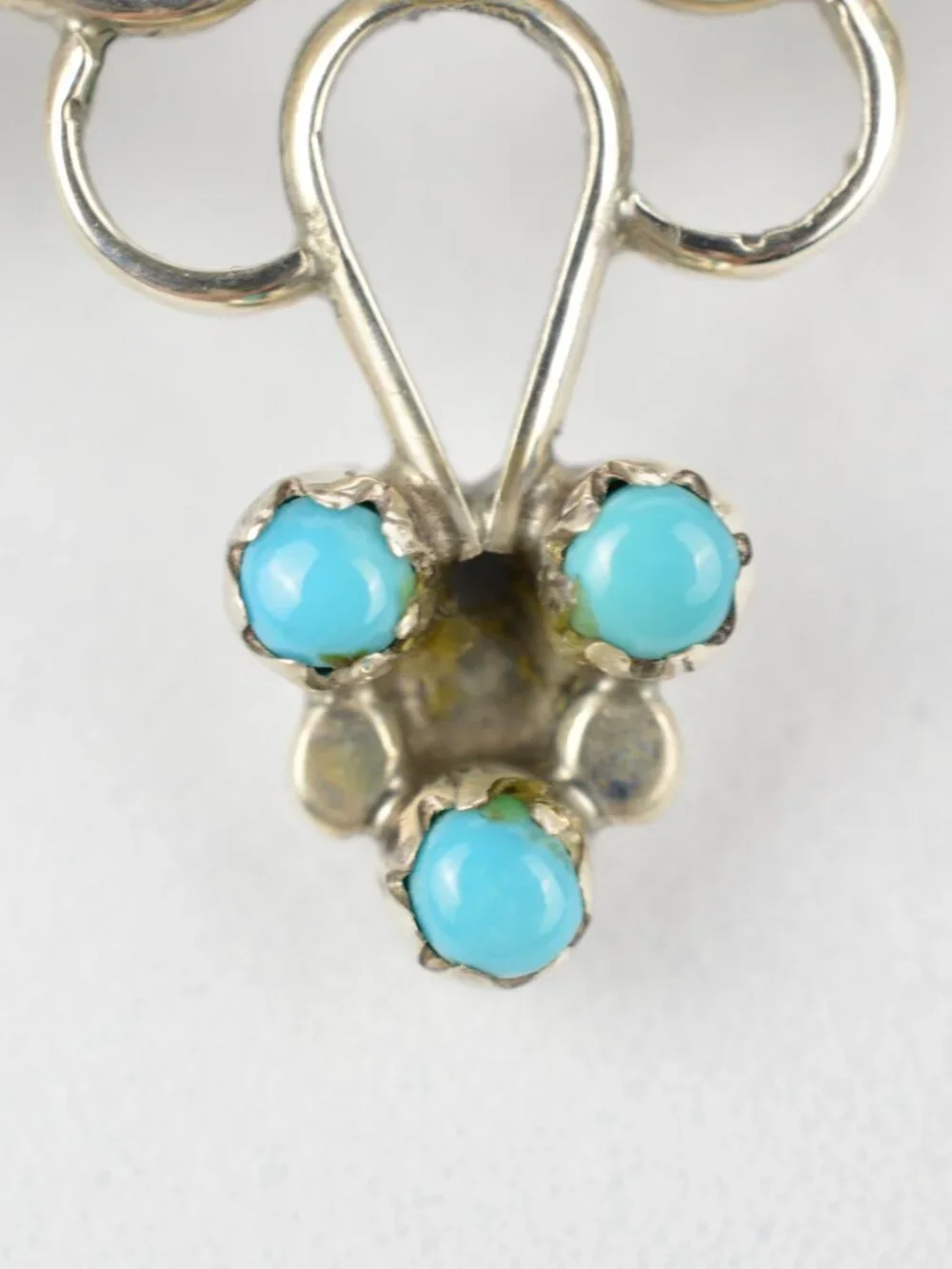 Vtg Zuni Sterling Silver Turquoise Cross Pendant Brooch Pin Signed NM 1.25